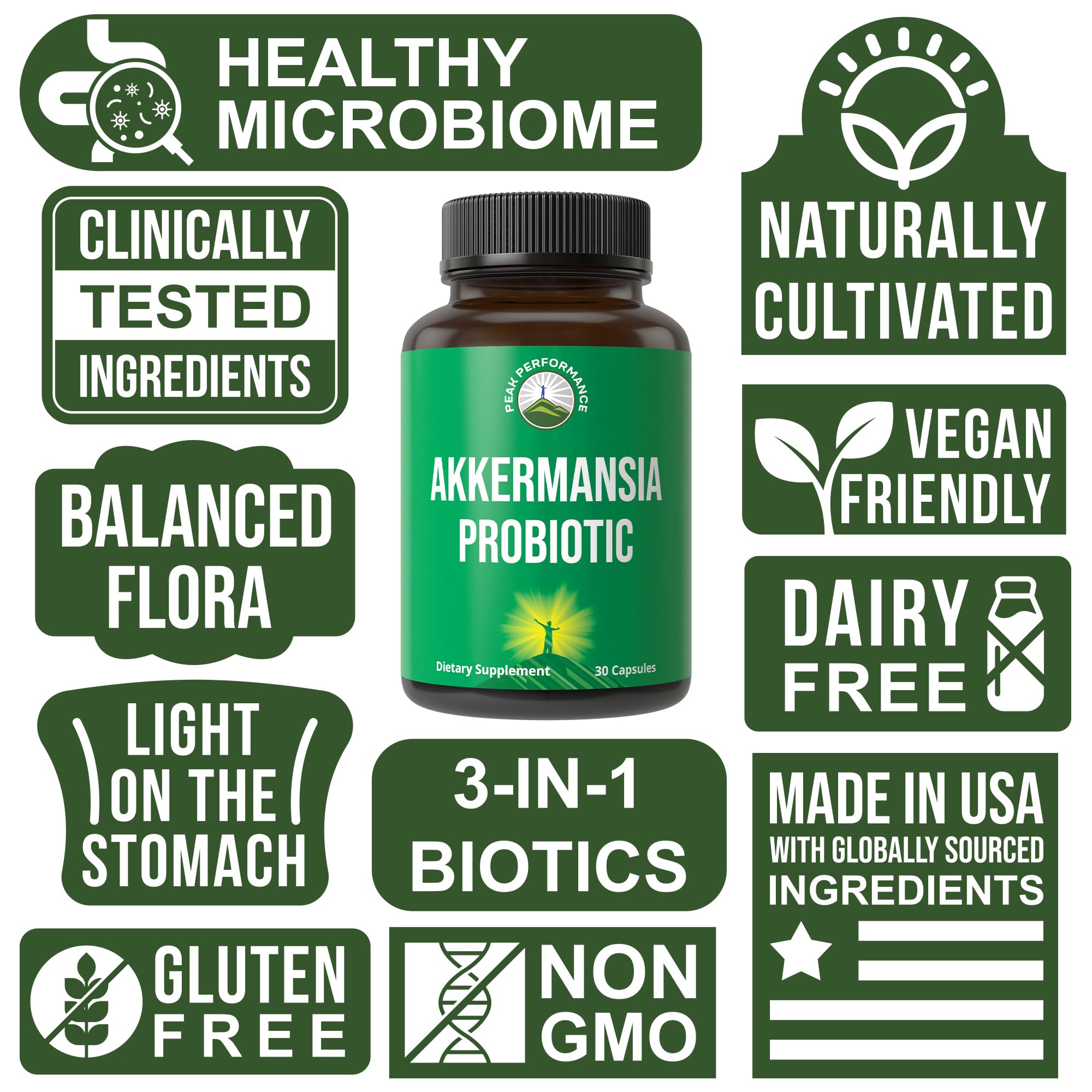 Peak Performance Akkermansia muciniphila – Inuline prébiotique pour favoriser la digestion.