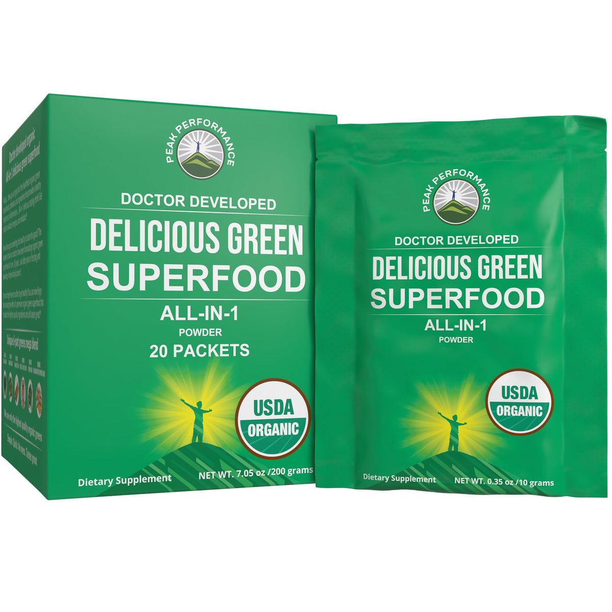 Peak Performance Greens en sachets voyage, pratique pour énergie instantanée et nomade
