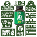 Peak Performance IBS Capsules – Étiquette claire et produit sans dérivés animaux.