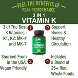 Peak Performance K1, K2 MK4 et MK7 en supplément bioactif efficace.