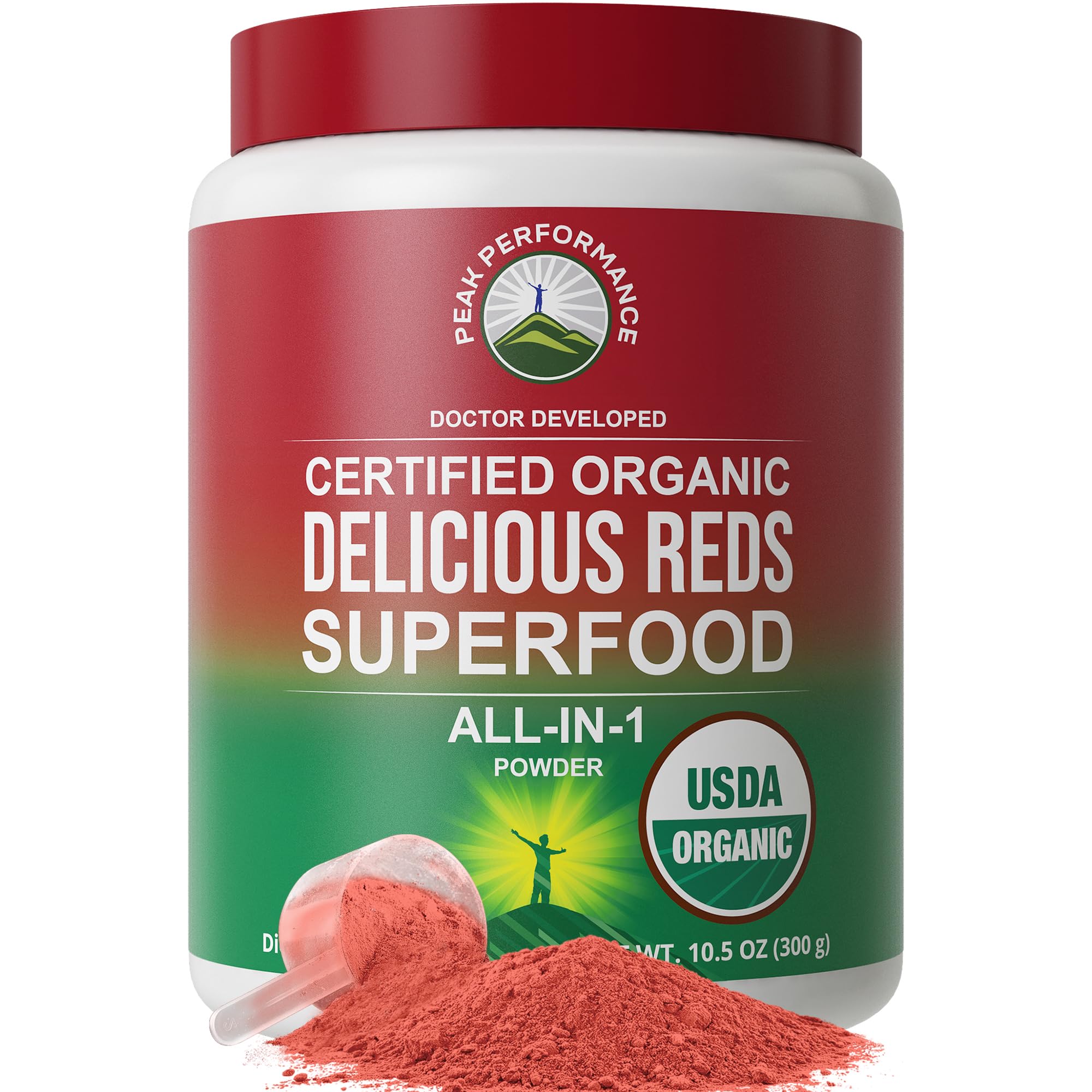 Peak Performance Organic Reds : bouteille montrant énergie naturelle et simplicité.