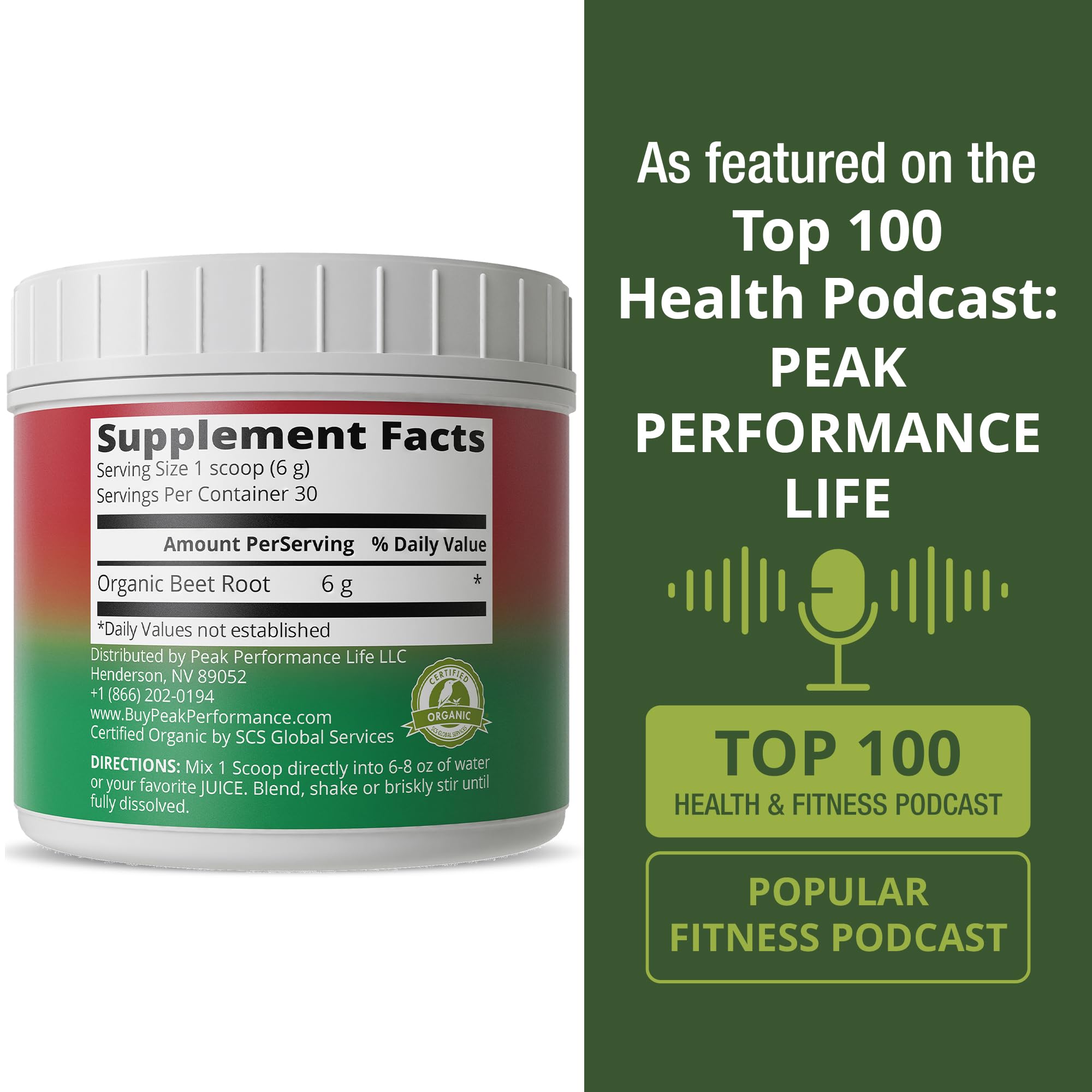 Peak Performance poudre de betterave rouge, soutien nutritionnel pour récupération et endurance.