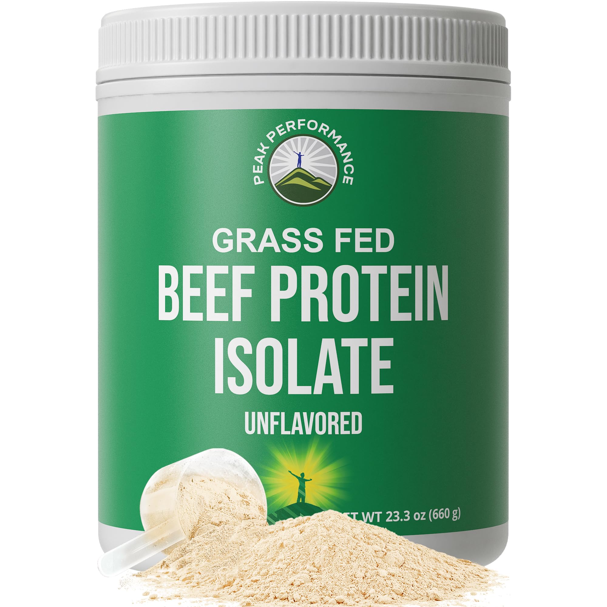Peak Performance Protéine de Bœuf en pot: emballage propre et pratique sans lactose.
