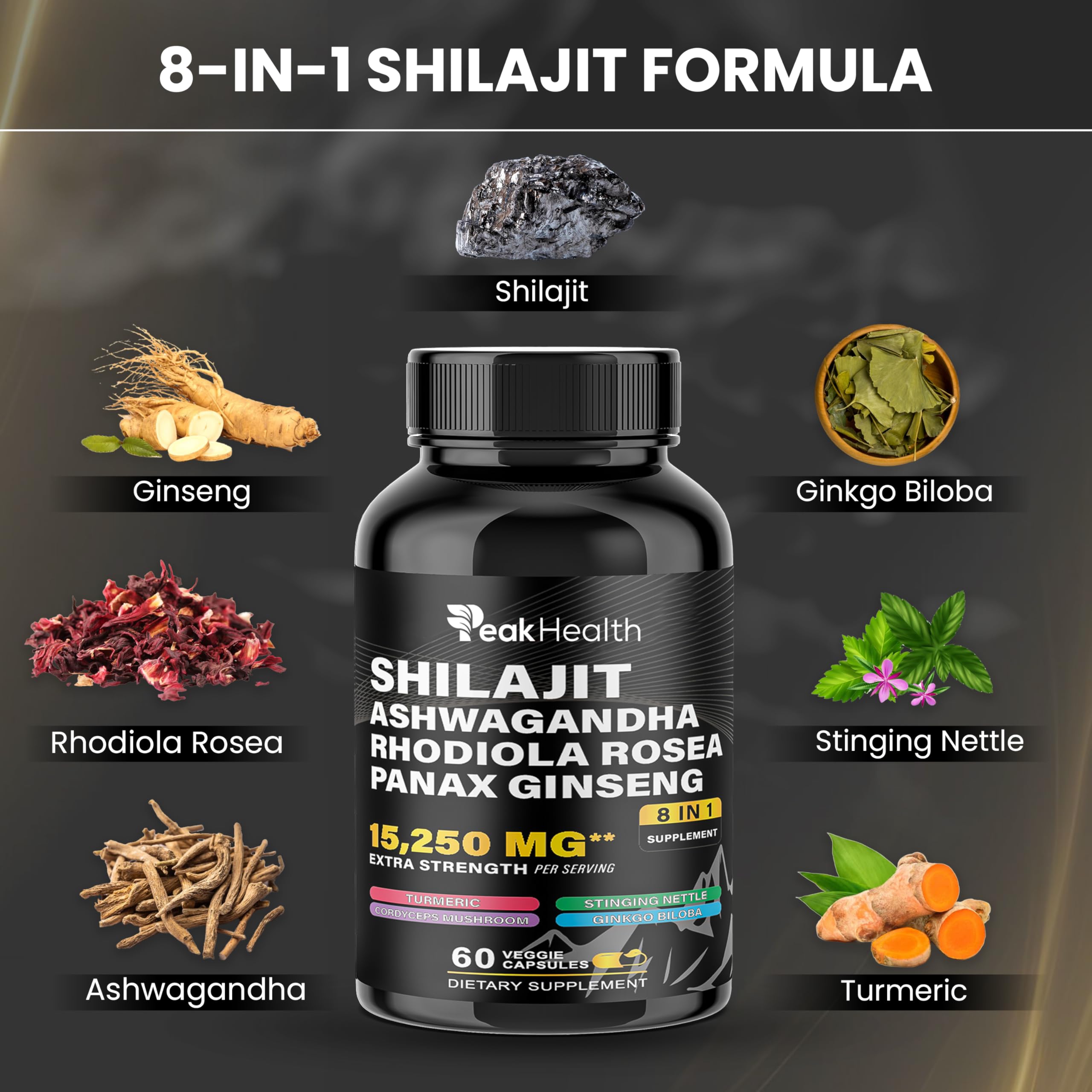Peakhealth: gélules Ashwagandha, utilisation relaxante et équilibre des énergies
