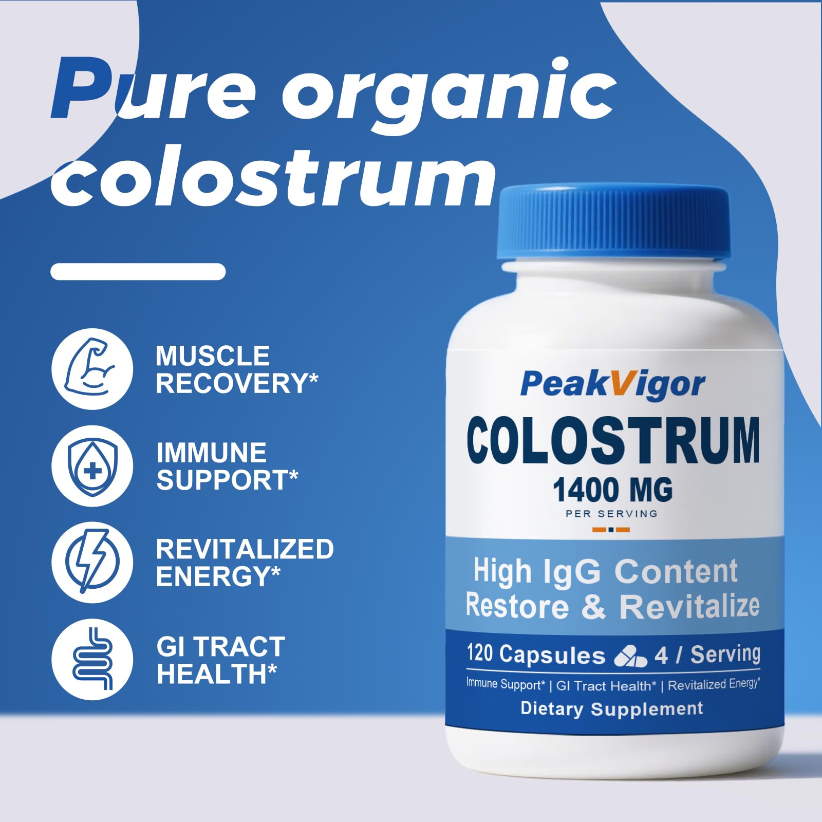PeakVigor Colostrum bovin bio – emballage scellé, contrôle qualité