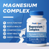 PeakVigor Magnésium Complex - Dosage quotidien clair pour planification.