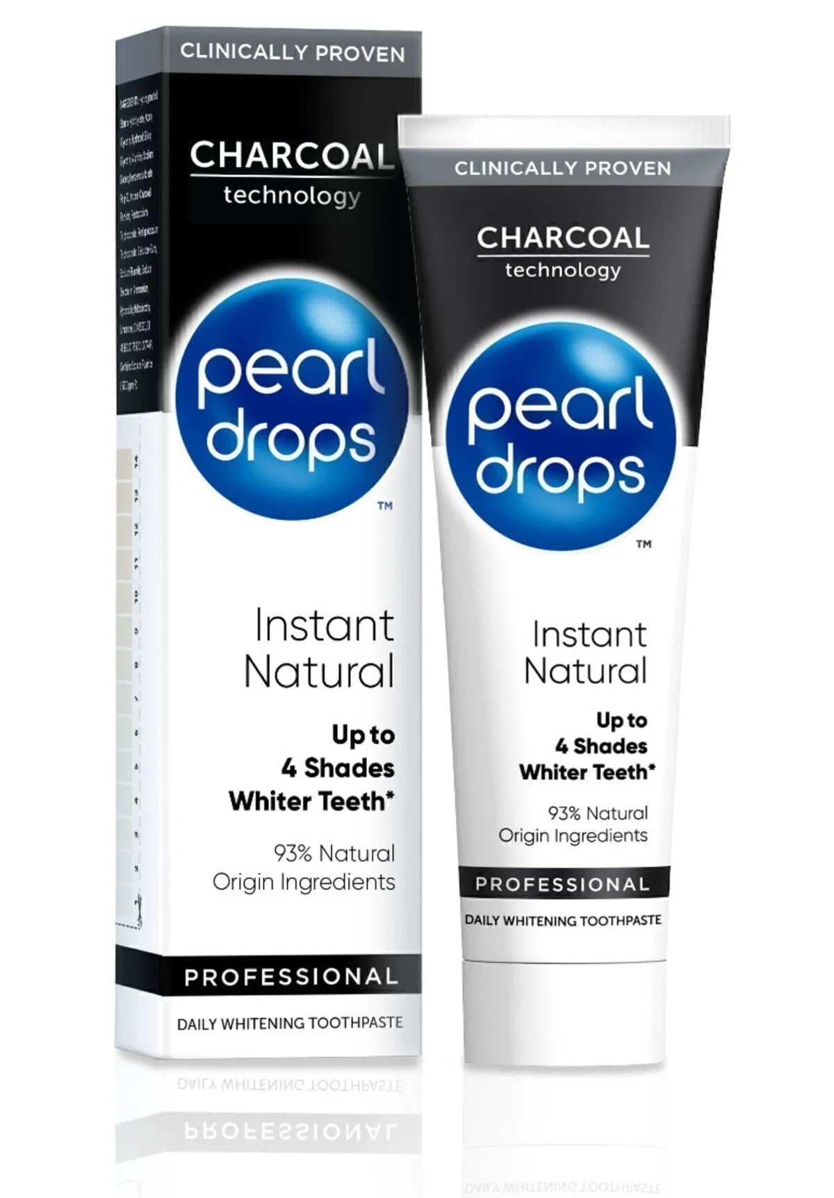Pearl Drops Charbon Actif Blanc Instant 75 ml – bouteille lumineuse, sourire plus lumineux possible.