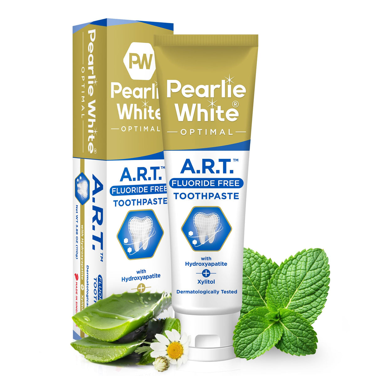 Pearlie White dentifrice reminéralisation actif pour renforcer l'émail et prévenir l'usure.
