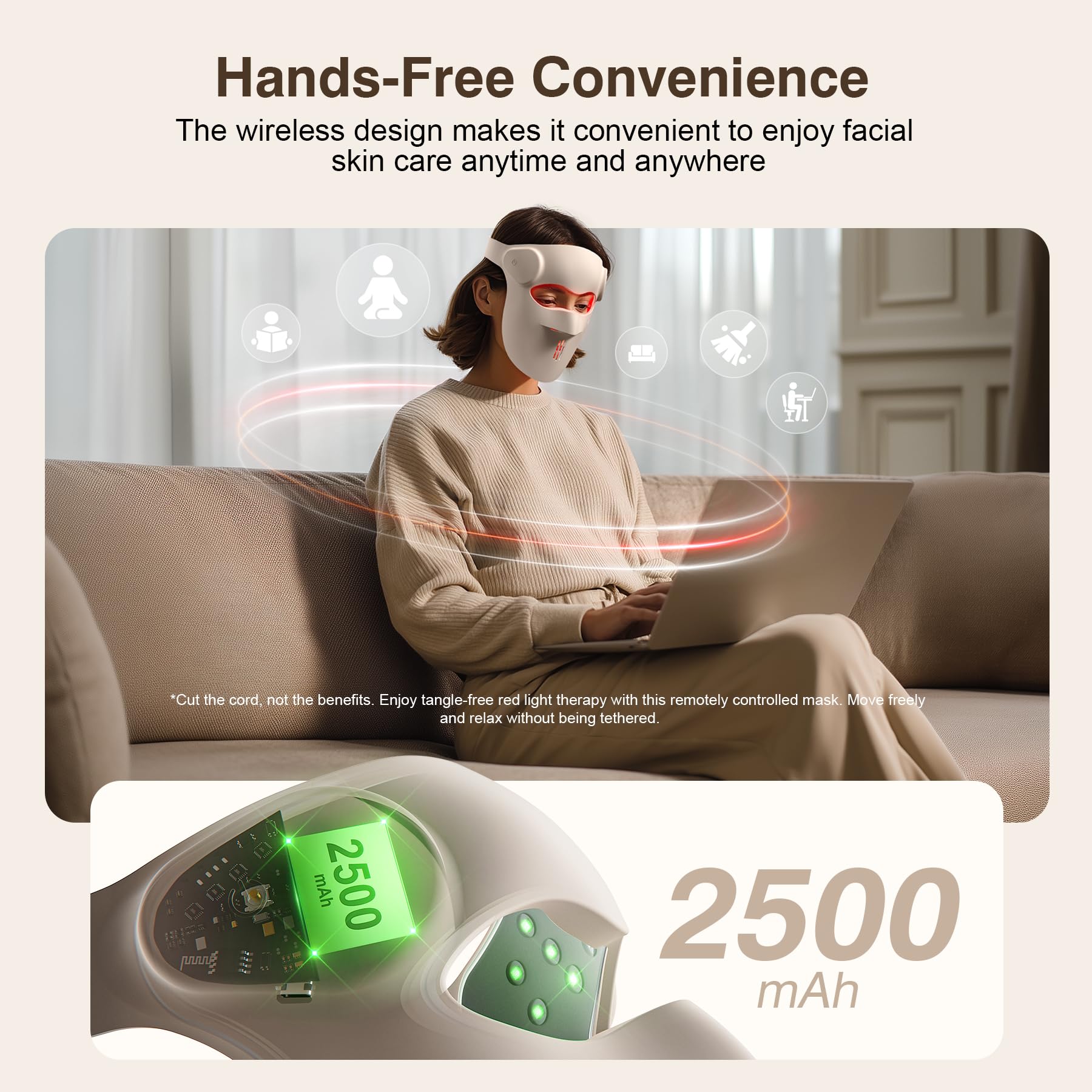 Pedete masque lumière indigo 495 nm offre un effet tonifiant discret.