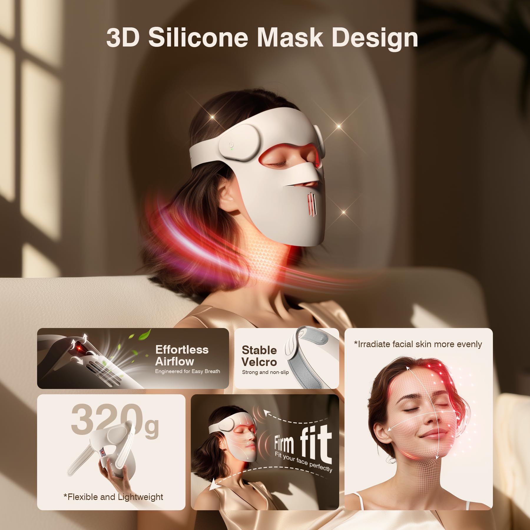 Pedete masque lumière vert 525 nm favorise l'hydratation et la douceur.
