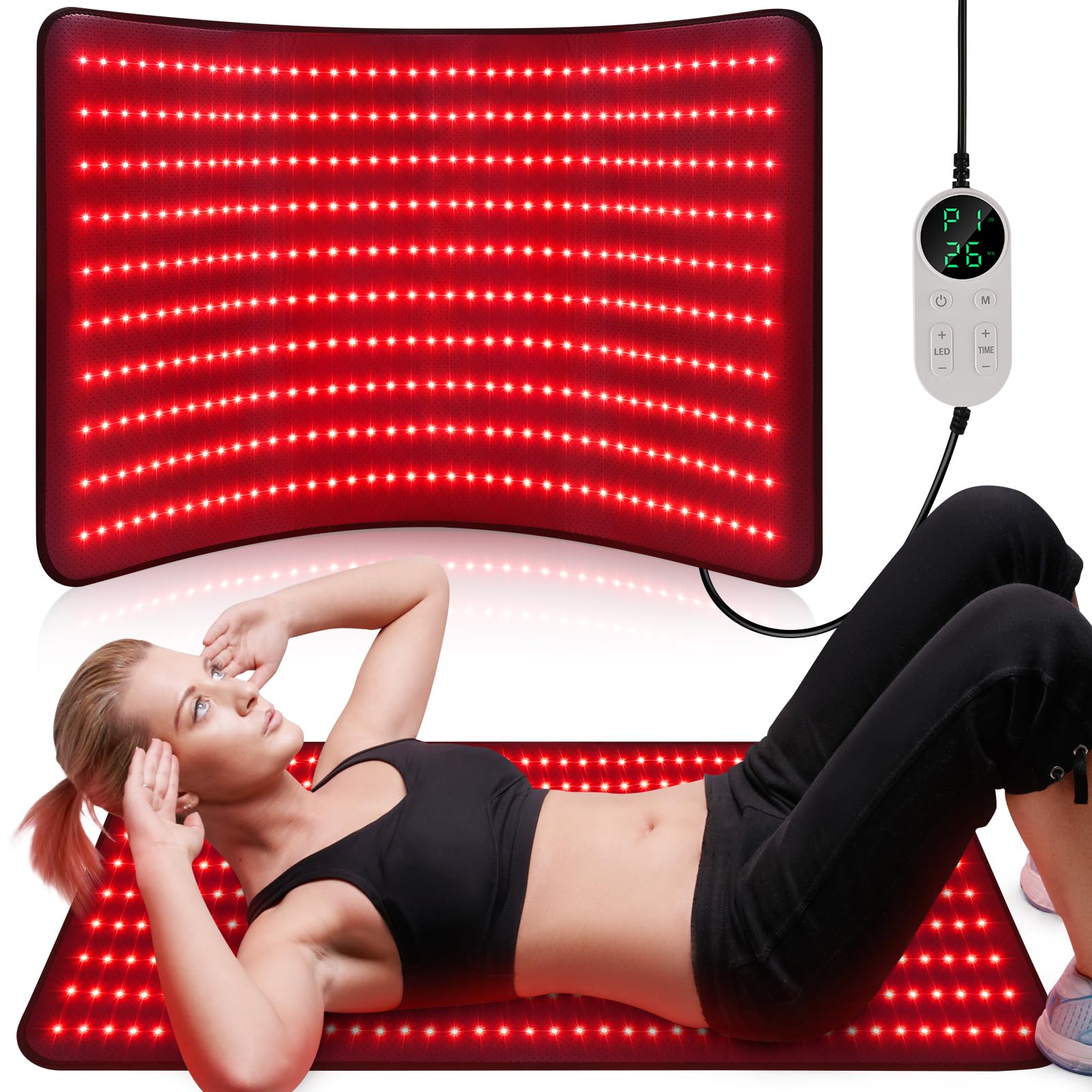 Pedete tapis de thérapie lumineuse rouge sur le corps pour relaxation et récupération potentielles.