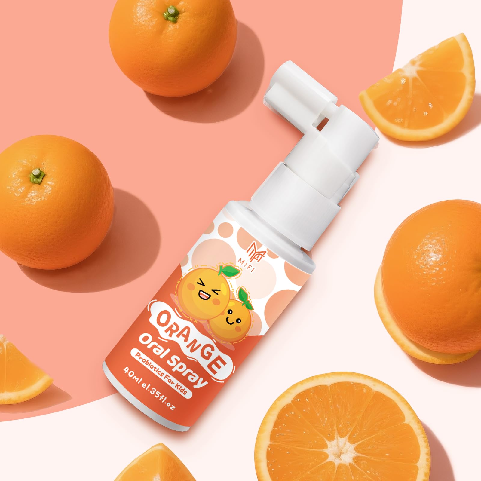 PEGO capacité 300 sprays orange, bouteille durable pour l’usage quotidien.