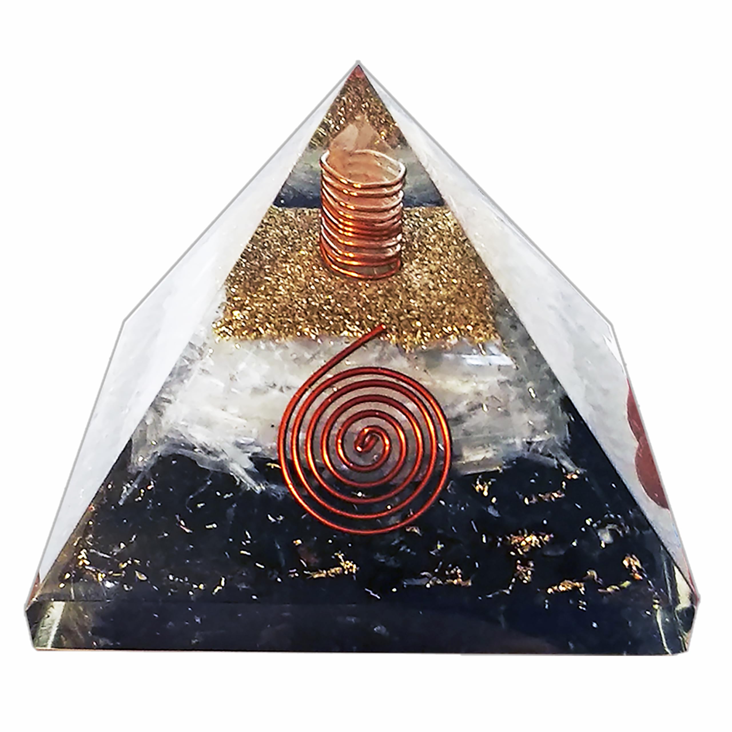 Pele Productions pyramide orgonite shungite-sélénite pour protection et énergie positive.