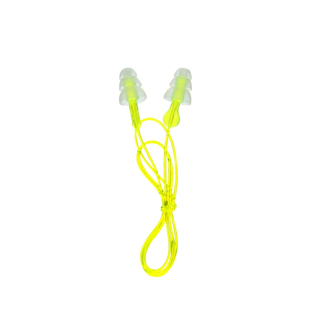 Bouchons d'oreilles Peltor Sport tri-flange à corde neon jaune lavables et réutilisables.