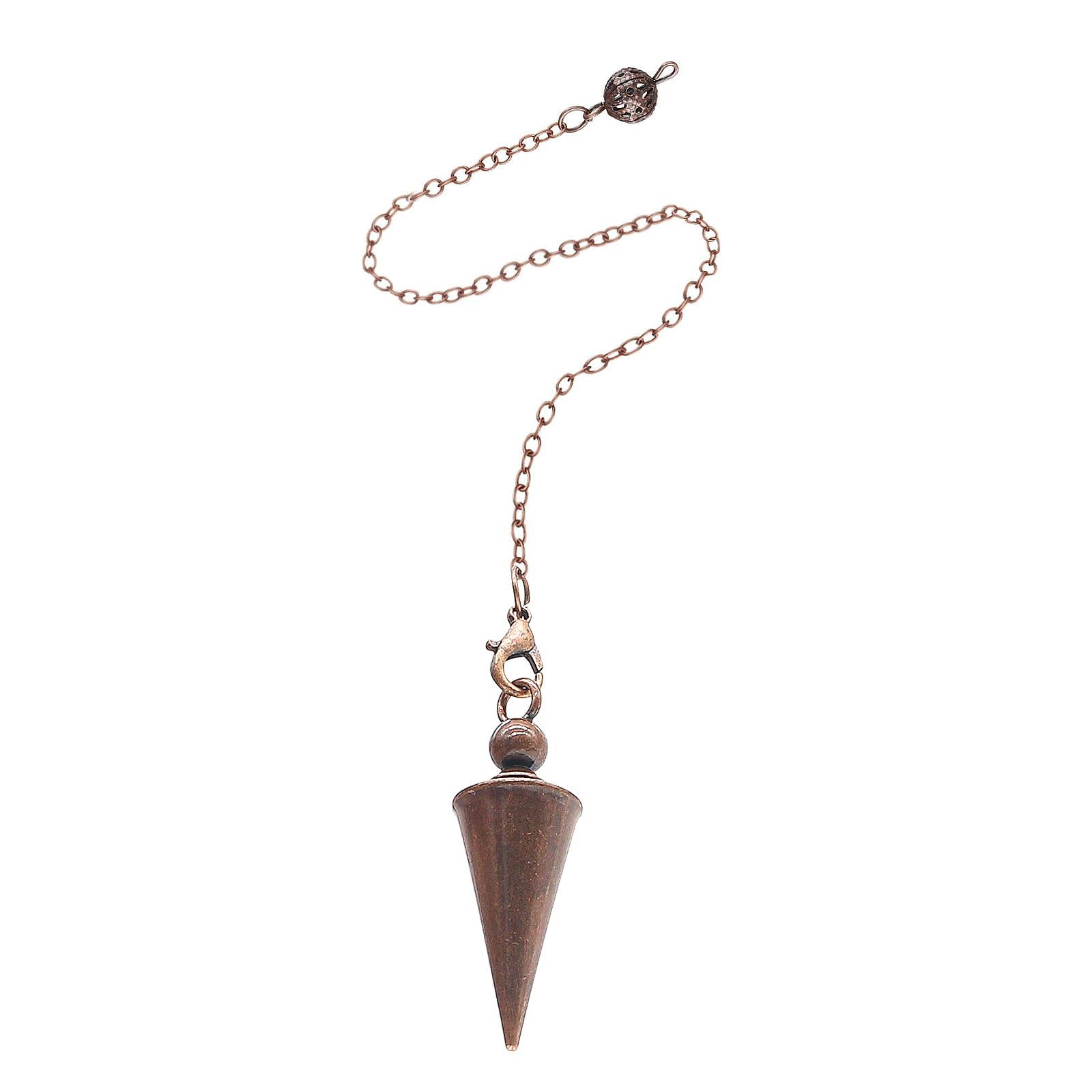 Pendule cuivre divination 9 pouces avec chaîne, utilisation fluide et précise.