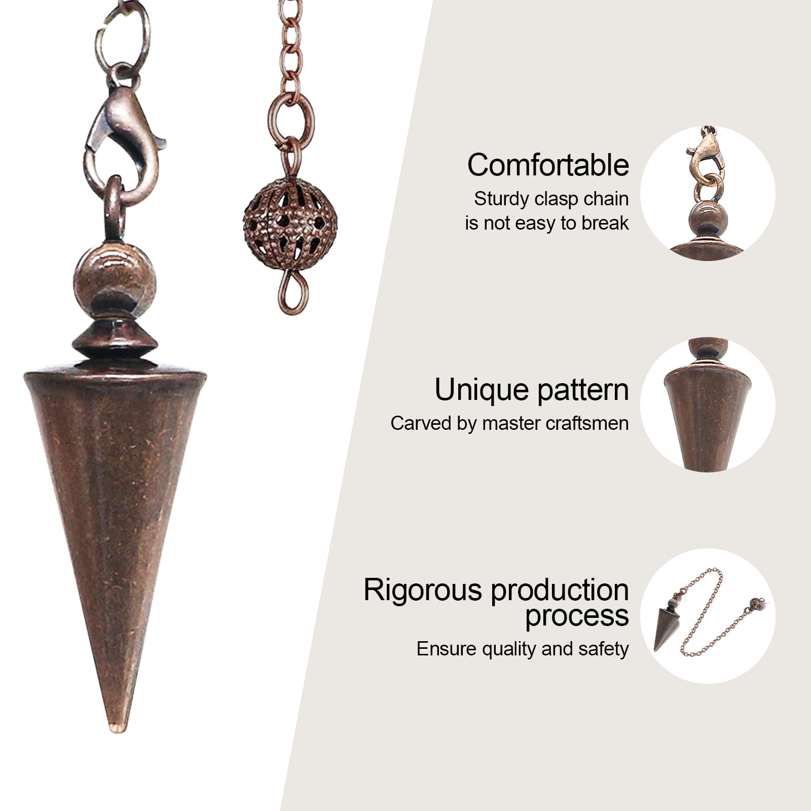 Pendule cuivre idéal pour planche radiesthésie et lectures énergétiques.