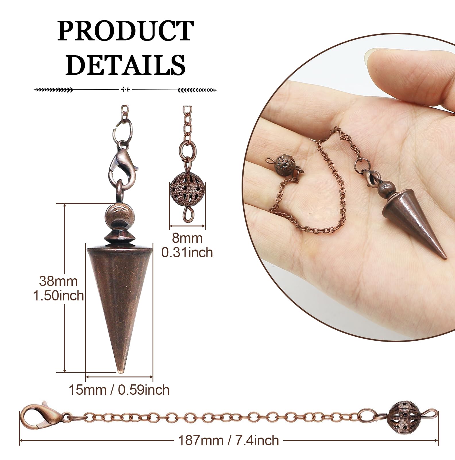 Pendule cuivre portable avec chaîne intégrée, accessoire quotidien.