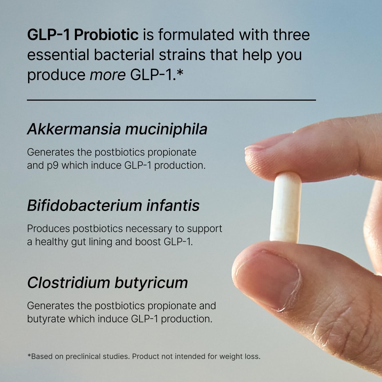 Pendulum GLP-1 Probiotic: Akkermansia muciniphila pour une muqueuse intestinale saine.