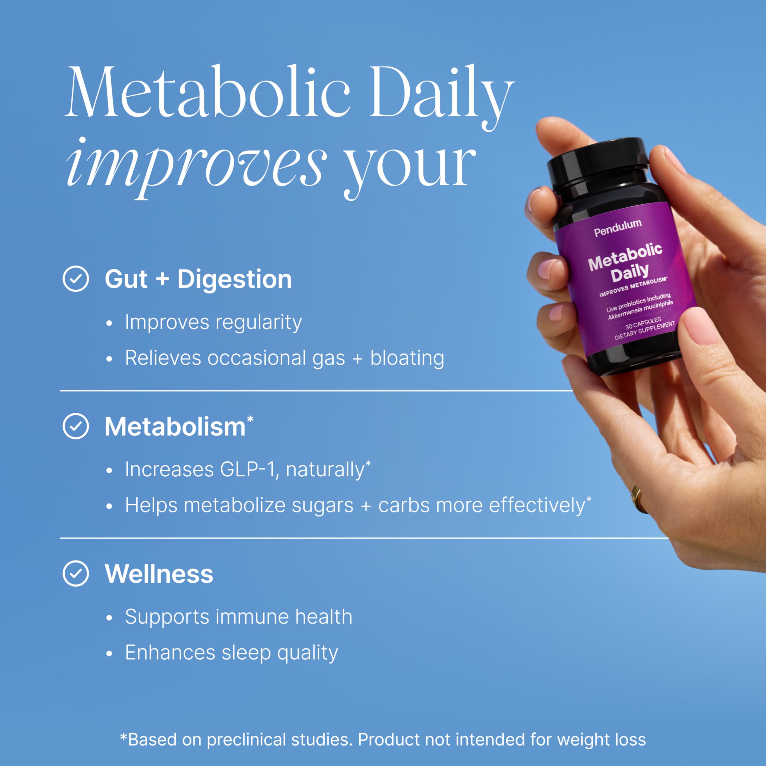 Pendulum Metabolic Daily – capsule jour, simplicité d'une prise avec le repas pour soutenir l'équilibre.