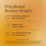 Étiquette Pendulum Polyphenol Booster – design clair et informations sur sans OGM et sécurité.