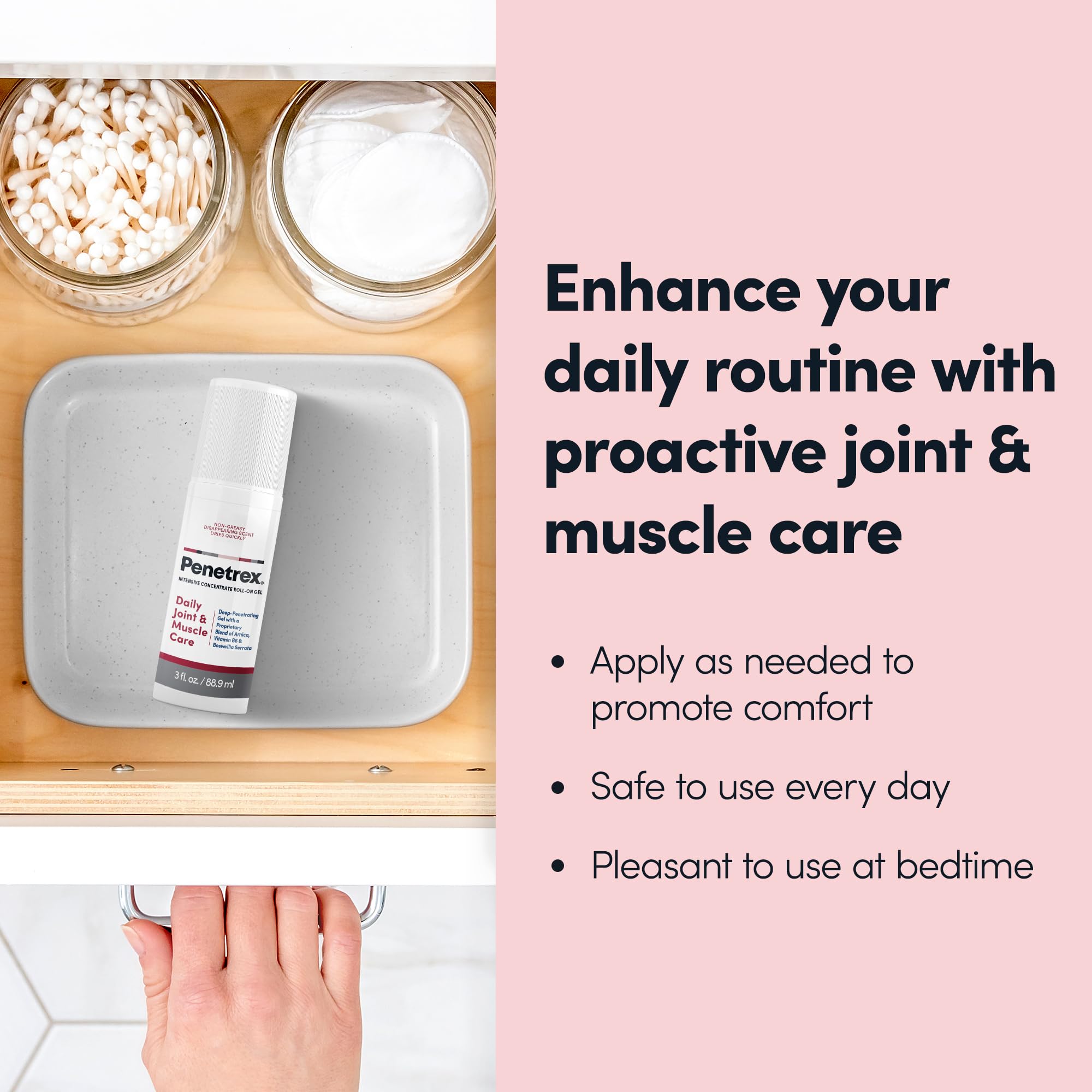 Formule Penetrex sans menthol et sans parfum pour une utilisation discrète.