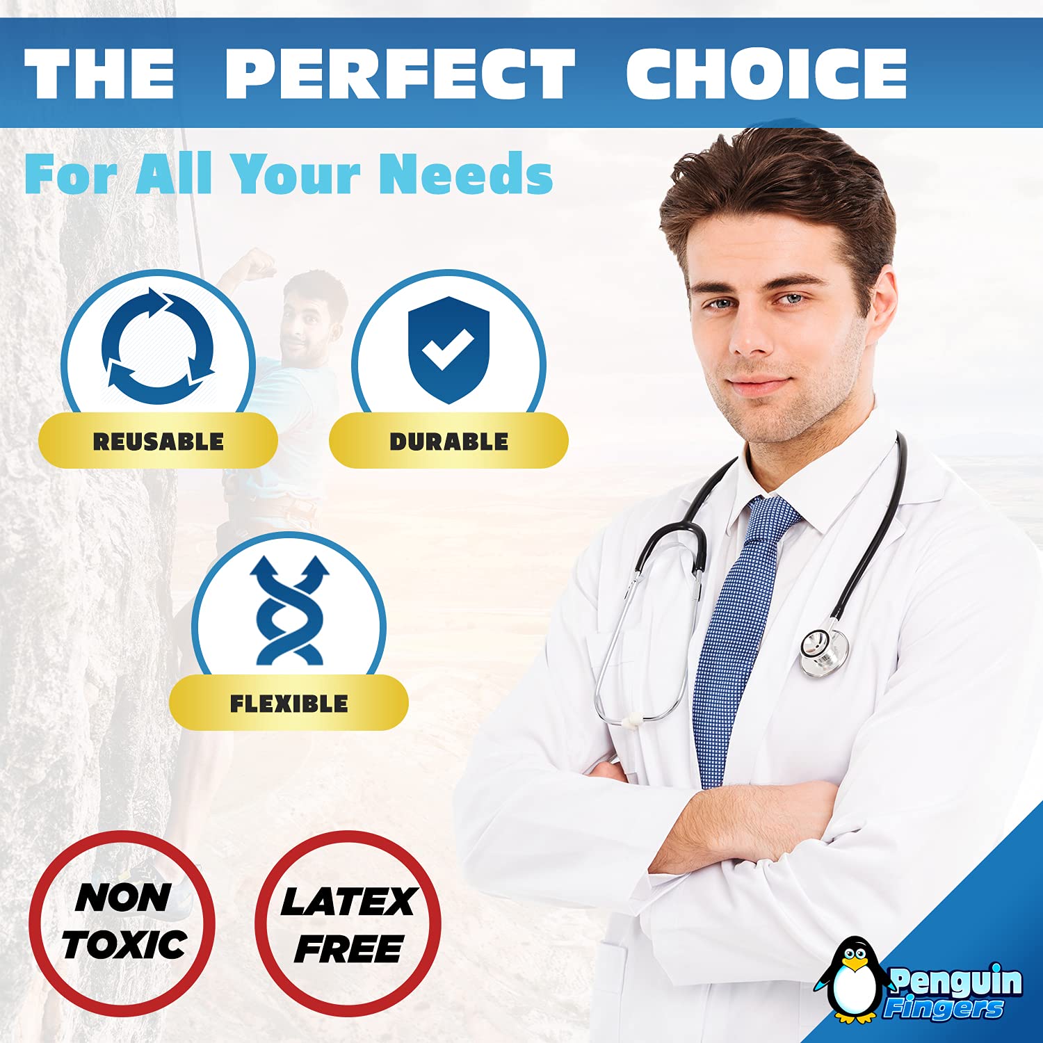 Penguin Fingers utilisation quotidienne doigts, solution réutilisable et pratique.