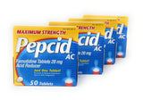 Pepcid AC boîte 50 tablettes, confort après repas.