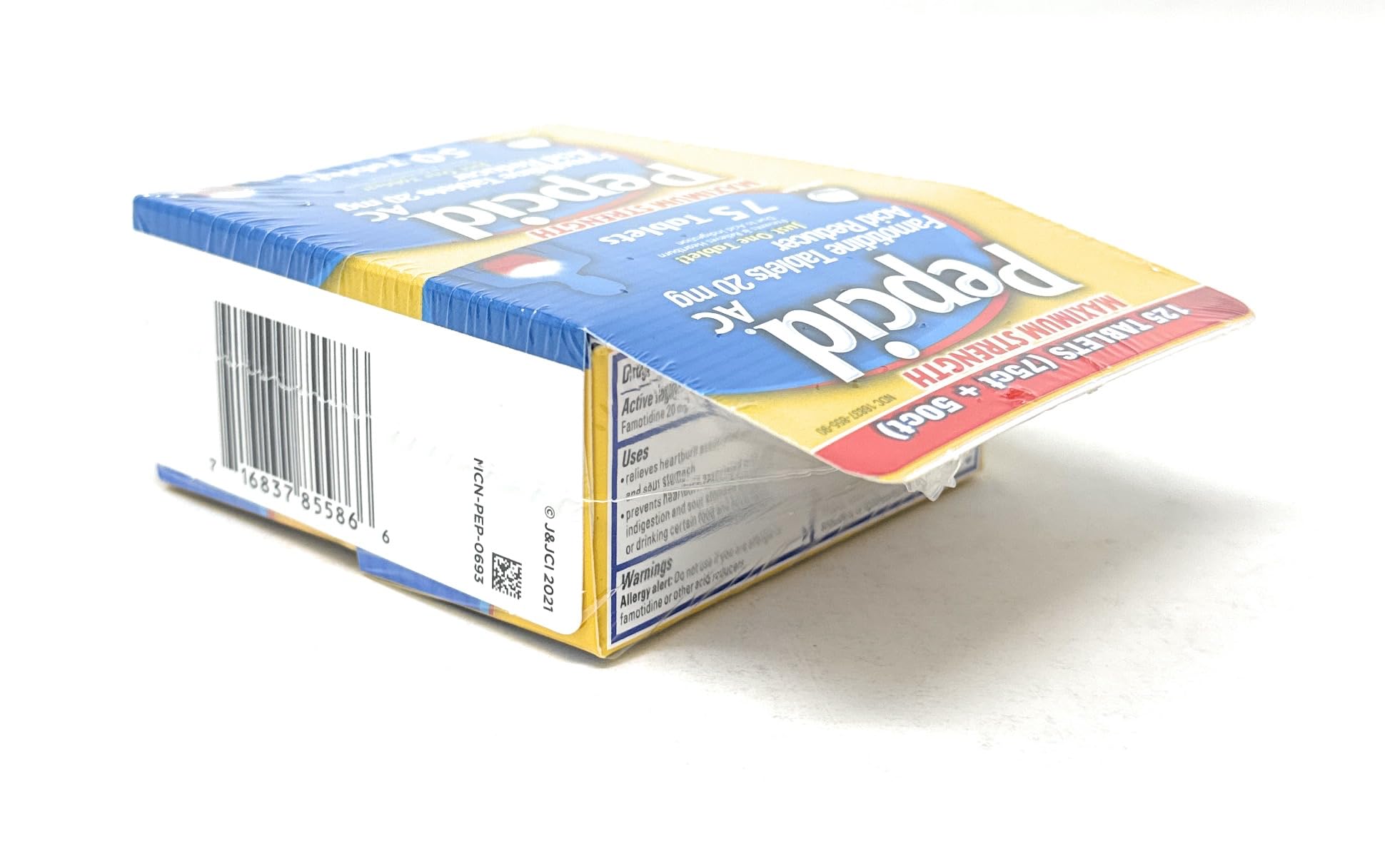 20 mg de famotidine par comprimé, Pepcid AC Forte – emballage compact.