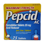 Comprimés Pepcid AC Max Strength de 20 mg pour soulager l'acidité.