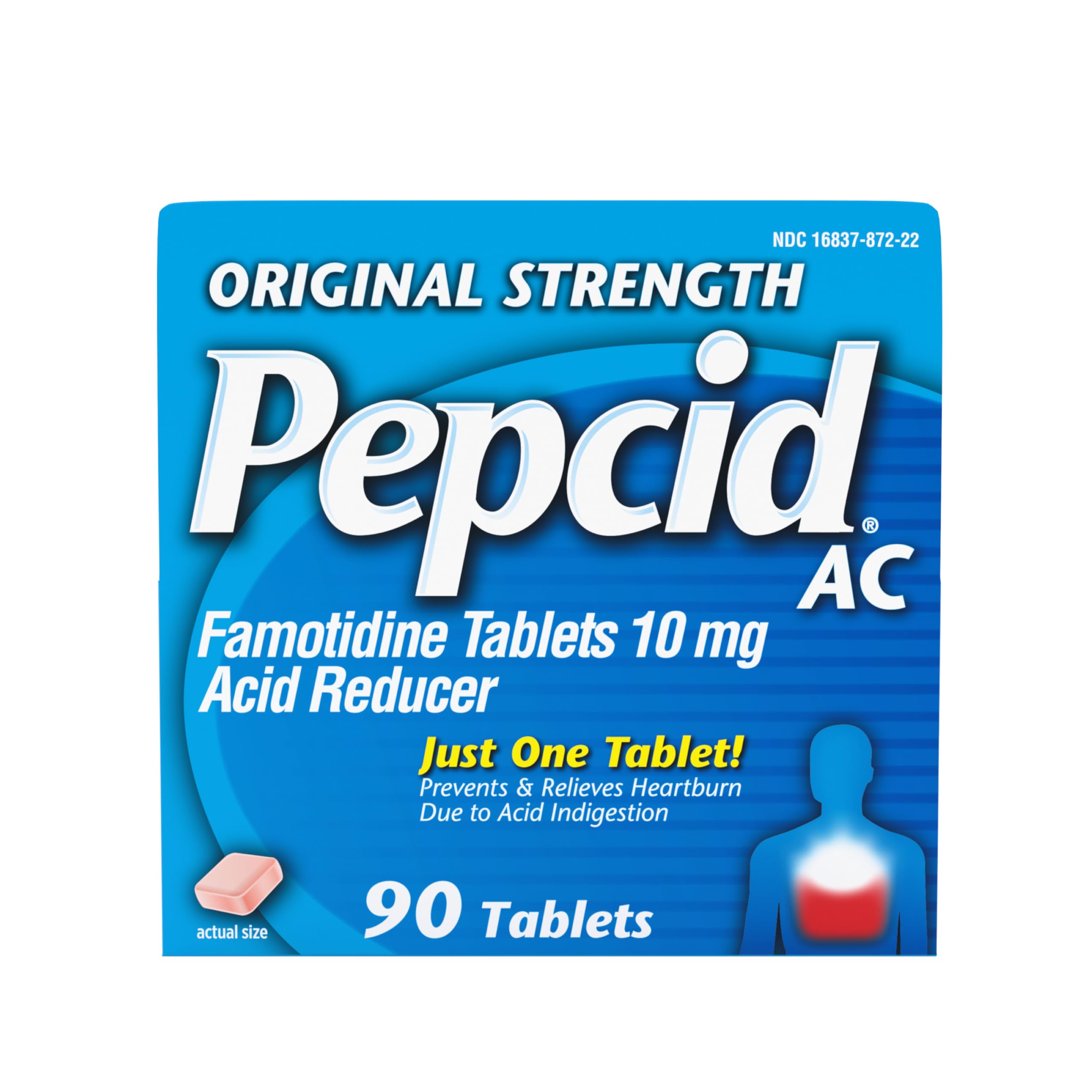 Pepcid AC bouteille de comprimés 10 mg prêt à l'emploi pour prévenir les brûlures d'estomac
