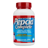 Pepcid Complete comprimés à mâcher saveur baie, action double pratique après repas.