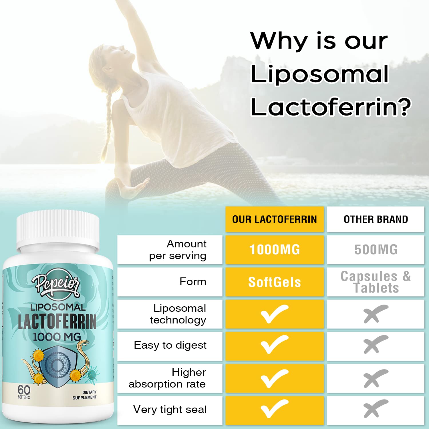 Pepeior Liposomale Lactoferrine 1000 mg — ambiance bien-être lors de la routine.