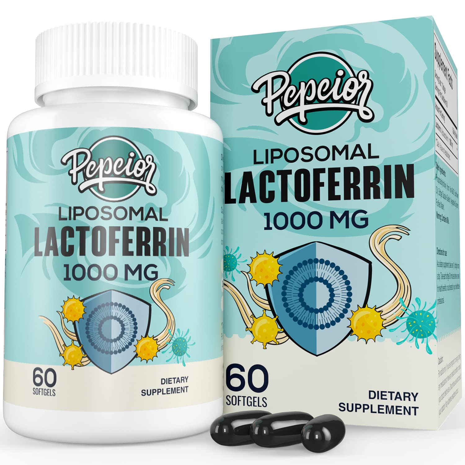 Pepeior Liposomale Lactoferrine 1000 mg — bouteille, absorption potentielle améliorée en pratique.