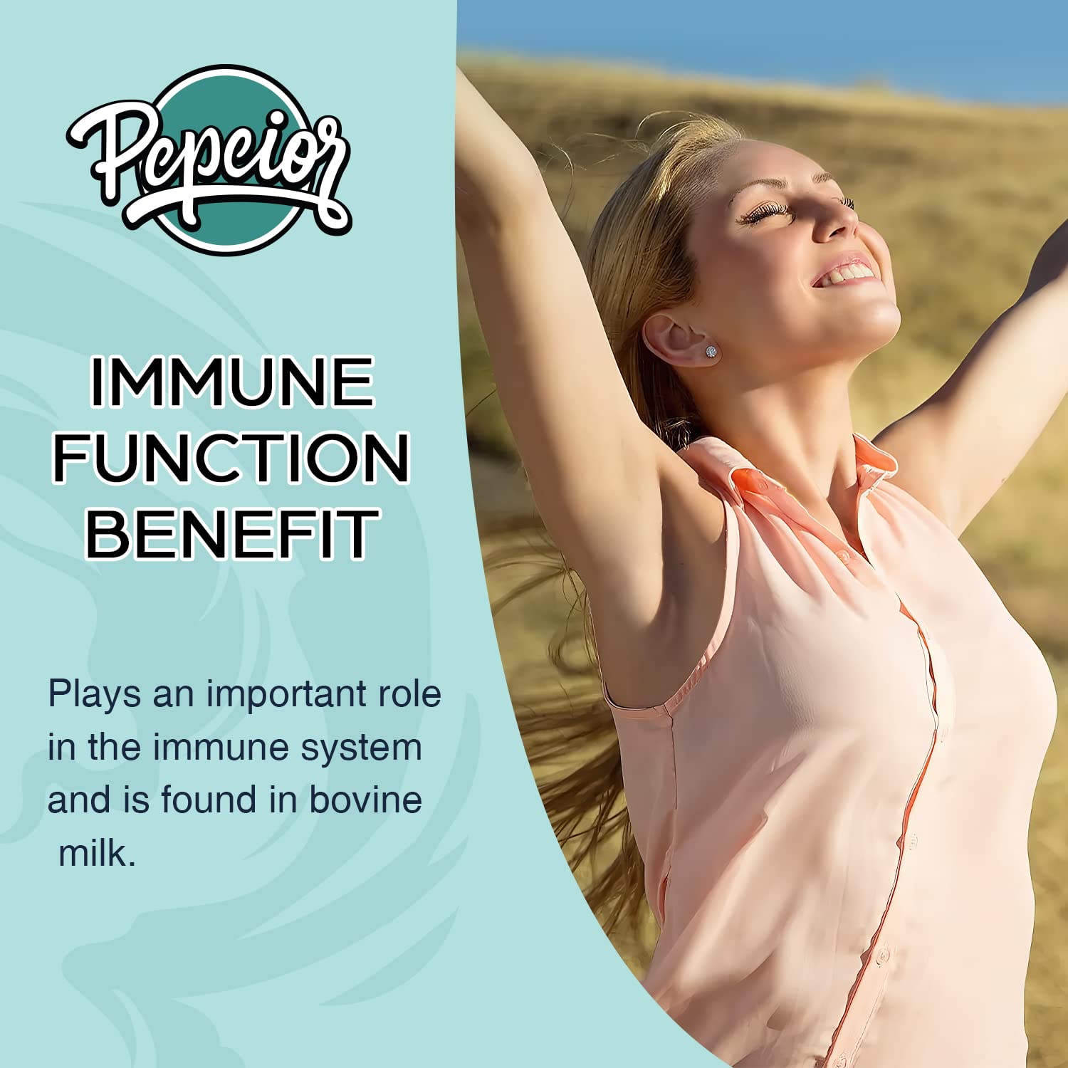 Pepeior Liposomale Lactoferrine 1000 mg — étiquette claire, informations utiles.