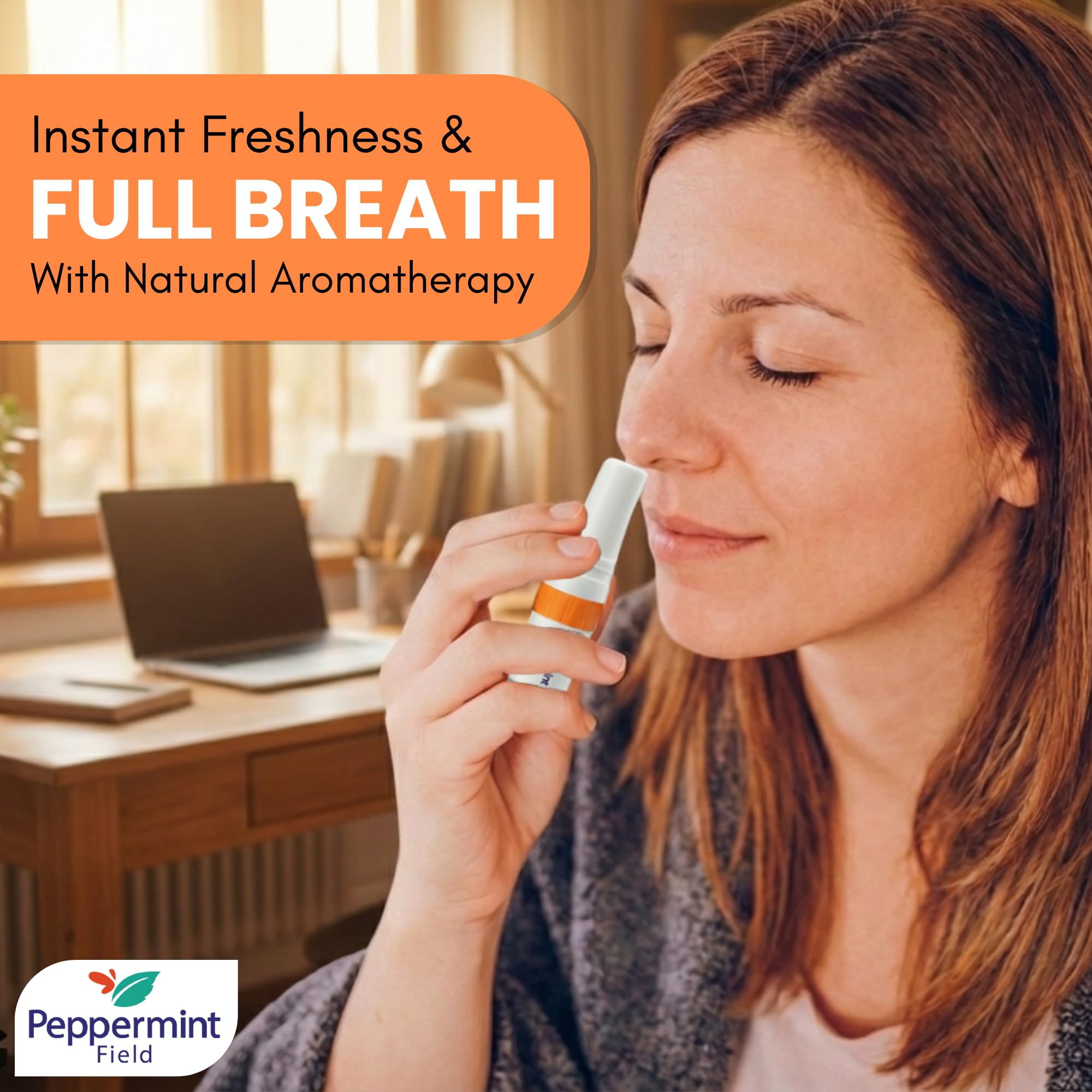Peppermint Field Inhalateur nasal menthe fraîche et portable pour voyager.
