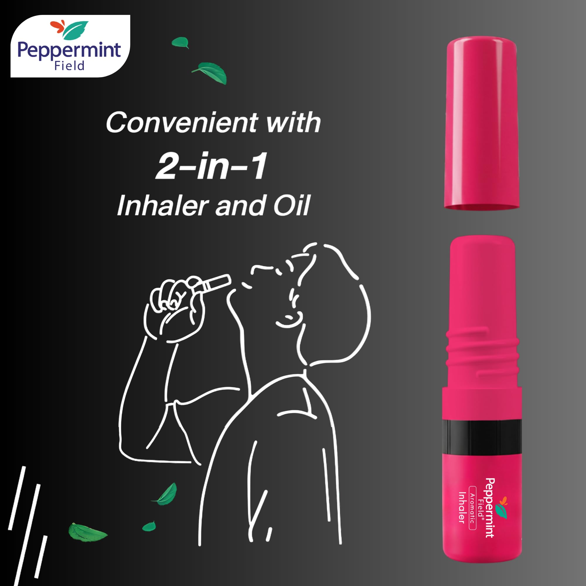Peppermint Field inhalateur nasal noir, menthol et camphre dans la formule.