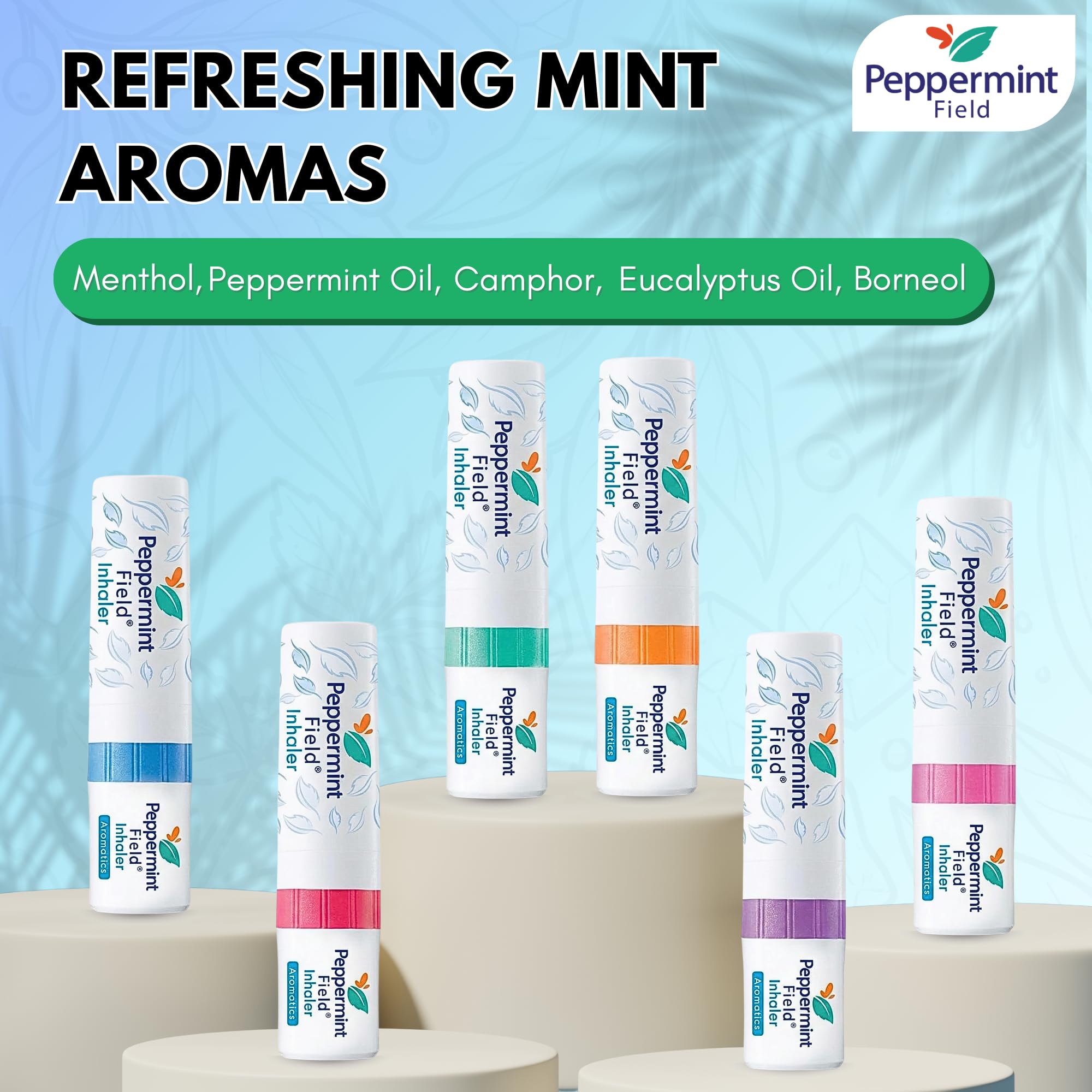 Peppermint Field Inhalateur nasal pack six prêt à l'emploi à domicile.