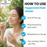 Peppermint Field Inhalateur nasal 2-en-1 pour inhaler ou frotter les piqûres.