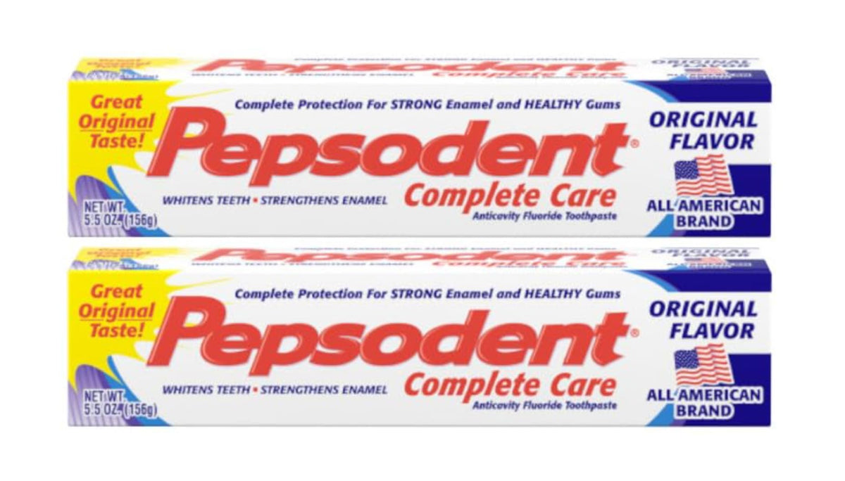 Pepsodent Soin Complet en tube classique, protection contre les caries et haleine fraîche.