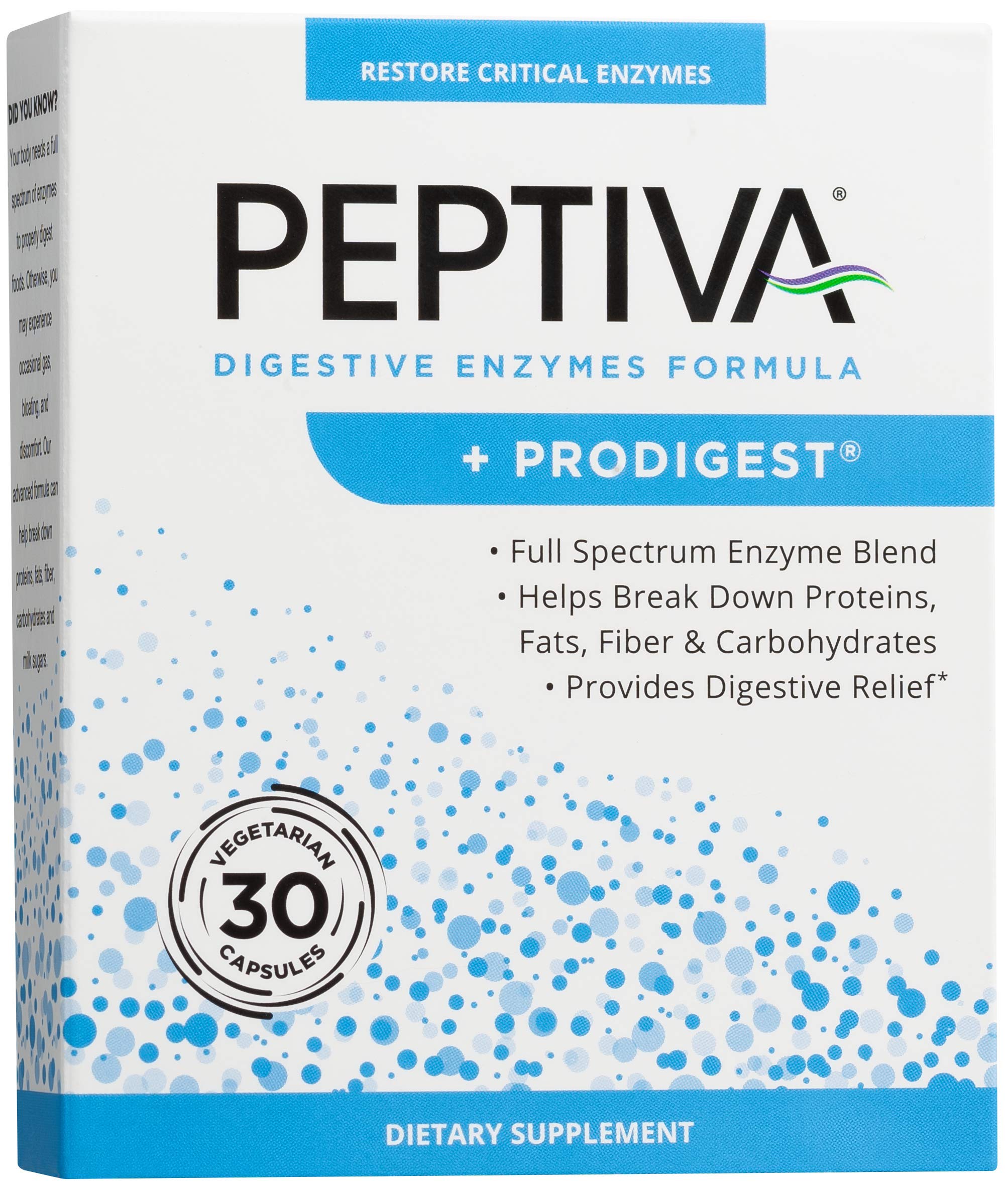 Peptiva flacon et enzymes digestives soutiennent la digestion au quotidien.