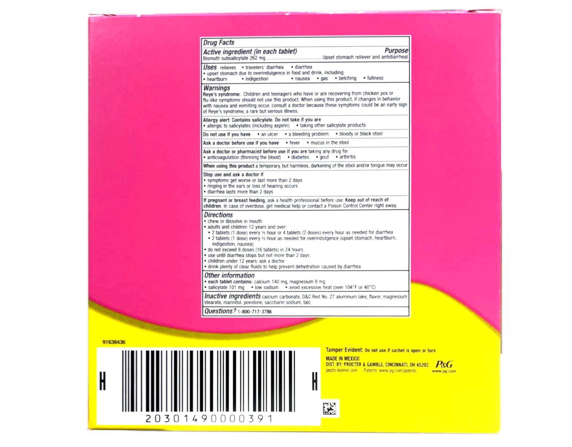 Pepto Bismol Chewables Dispenser – packaging pratique pour emporter lors de déplacements.