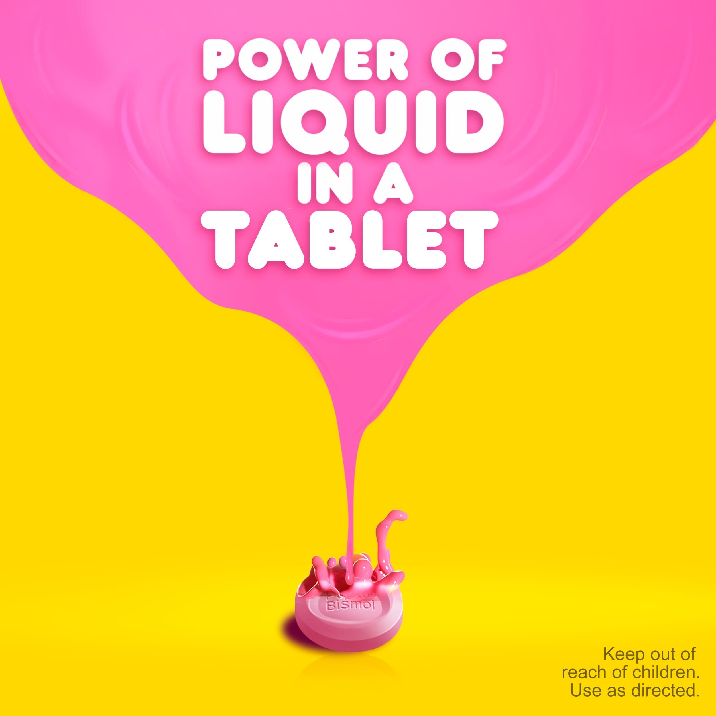 Pepto Bismol soulagement 5-en-1, couverture des inconforts digestifs en une seule dose.