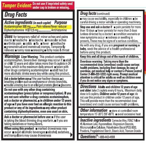 Percogesic, paquet de 40 comprimés pelliculés sans aspirine.