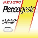 Percogesic – étiquette lisible avec informations essentielles.