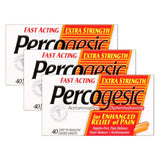 Boîte Percogesic triple-pack avec caplets enrobés faciles à avaler