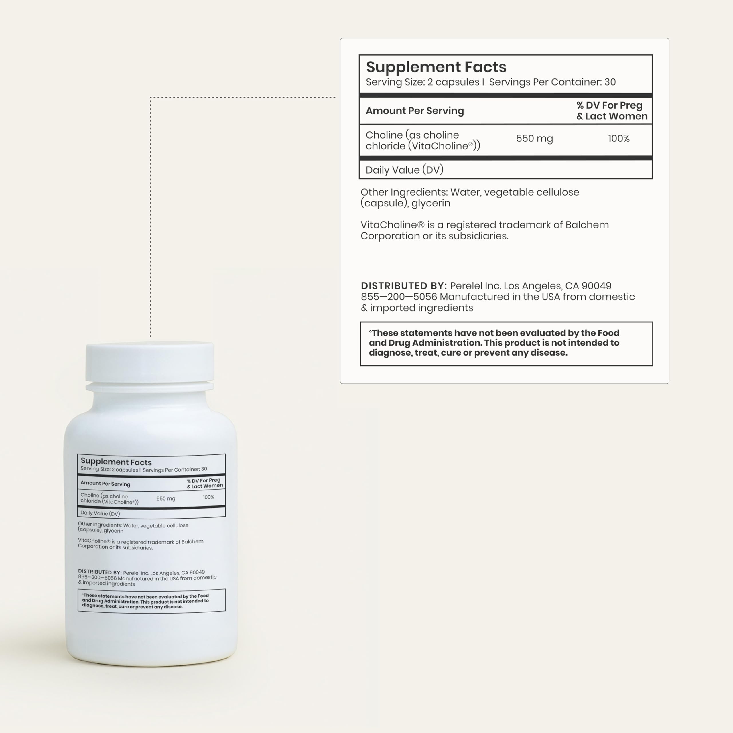 Perelel Choline Boost : étiquette nutritionnelle claire et traçabilité