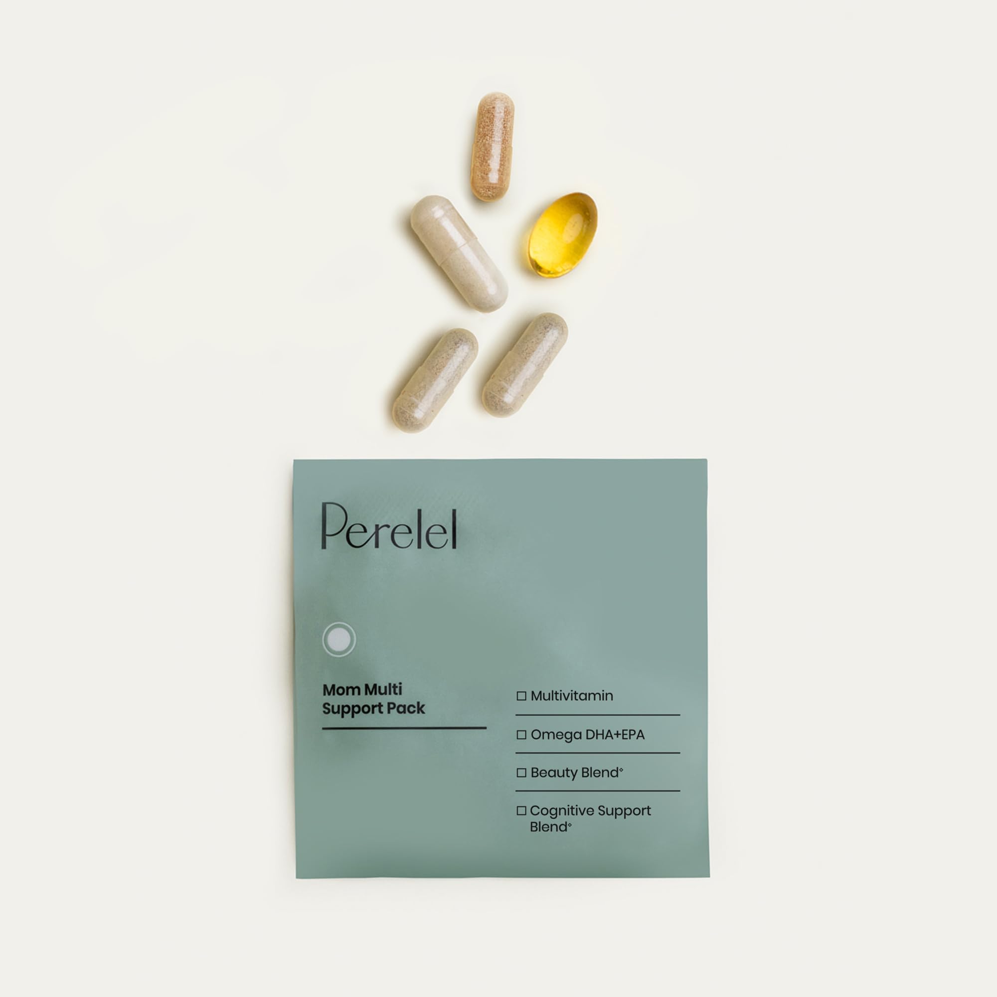 Perelel Mom Multi Support Pack — capsules DHA et Omega, énergie et clarté.