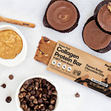 Étiquette affichant collagène et MCT, parfait snack keto rapide