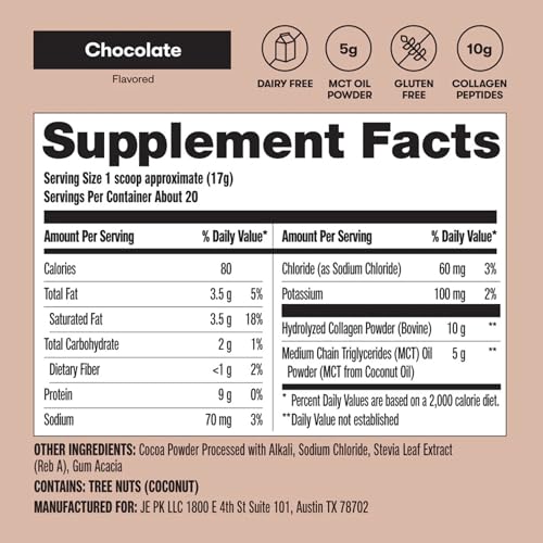 Saveur chocolat riche et agréable grâce à Perfect Keto Collagène.