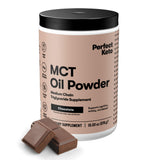 Poudre MCT Perfect Keto dans une bouteille, prêt à utiliser au quotidien.